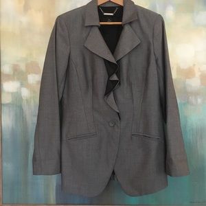 White | Black Coat Blazer